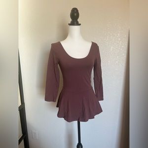 Express scoop neck peplum top, 3/4 sleeve | Color mauve/rose | Size Small